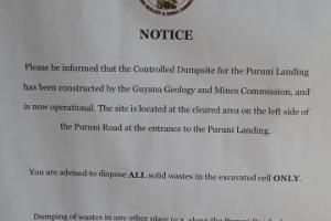 Public relations notice around the Puruni community