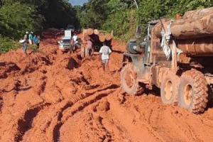 Deplorable state of the Itaballi to Puruni landing road